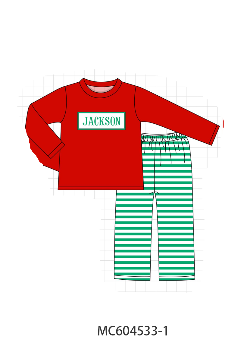 PO88 Pink&red christmas tree monogram embroidery stripe collection - closing 4/27 - eta late September