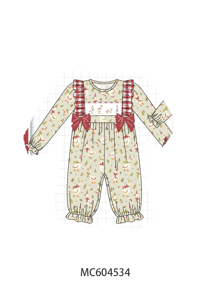PO88 Green christmas goose embroidery gingham collection - closing 4/27 - eta late September