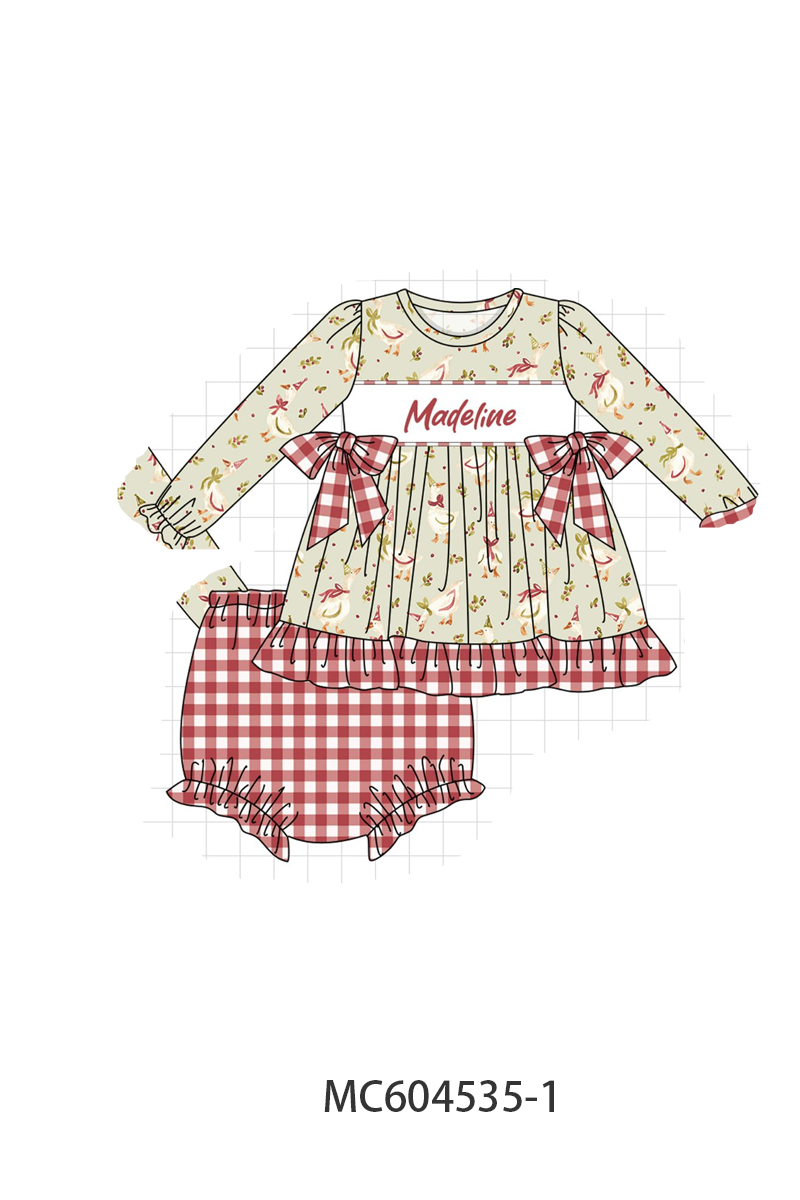 PO88 Green christmas goose monogram embroidery gingham collection - closing 4/27 - eta late September