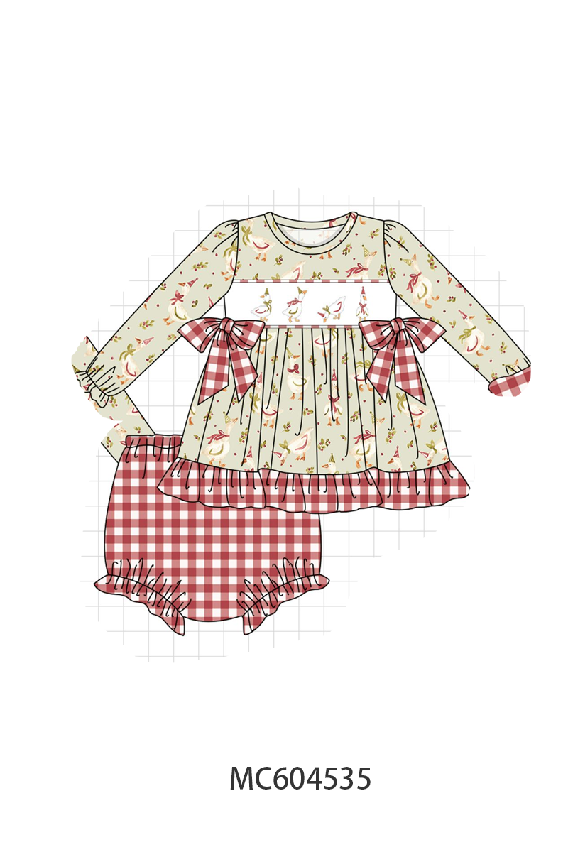 PO88 Green christmas goose embroidery gingham collection - closing 4/27 - eta late September