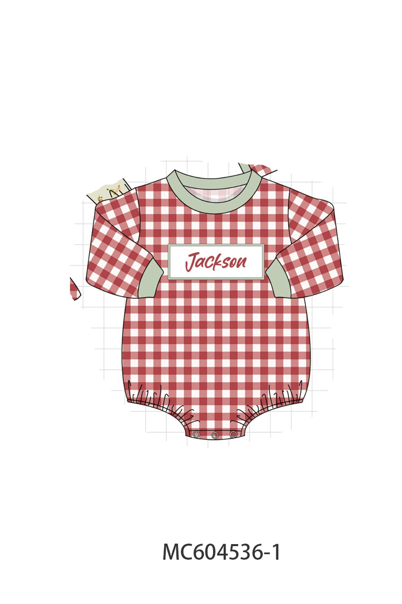 PO88 Green christmas goose monogram embroidery gingham collection - closing 4/27 - eta late September