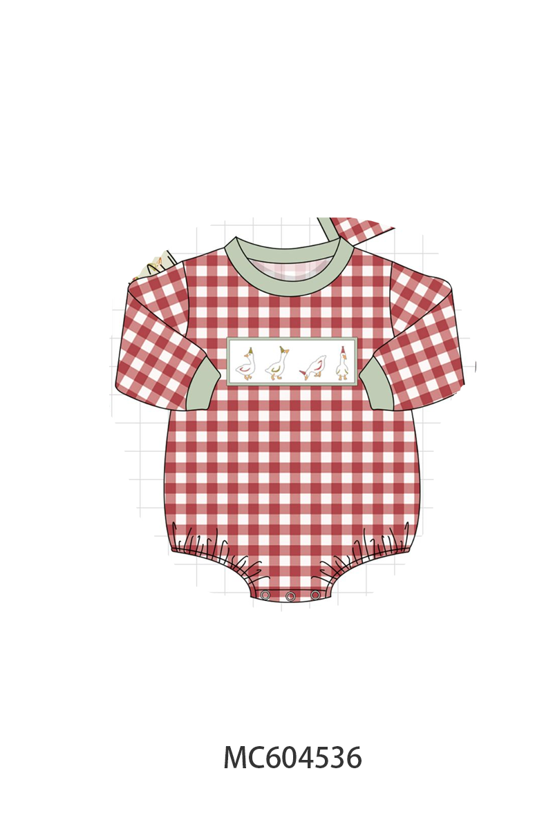 PO88 Green christmas goose embroidery gingham collection - closing 4/27 - eta late September