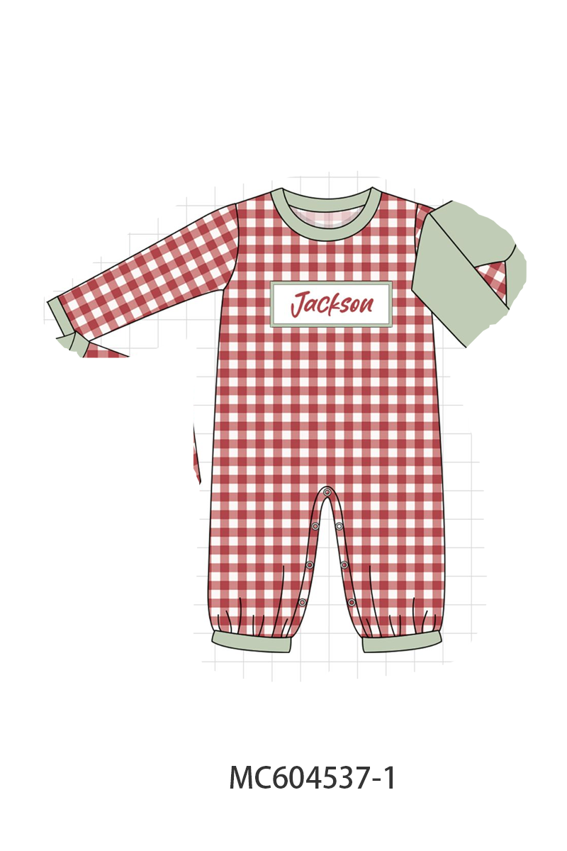 PO88 Green christmas goose monogram embroidery gingham collection - closing 4/27 - eta late September