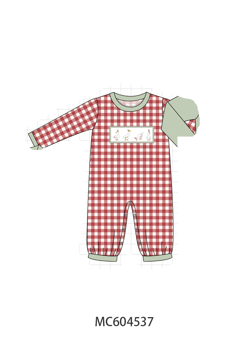 PO88 Green christmas goose embroidery gingham collection - closing 4/27 - eta late September