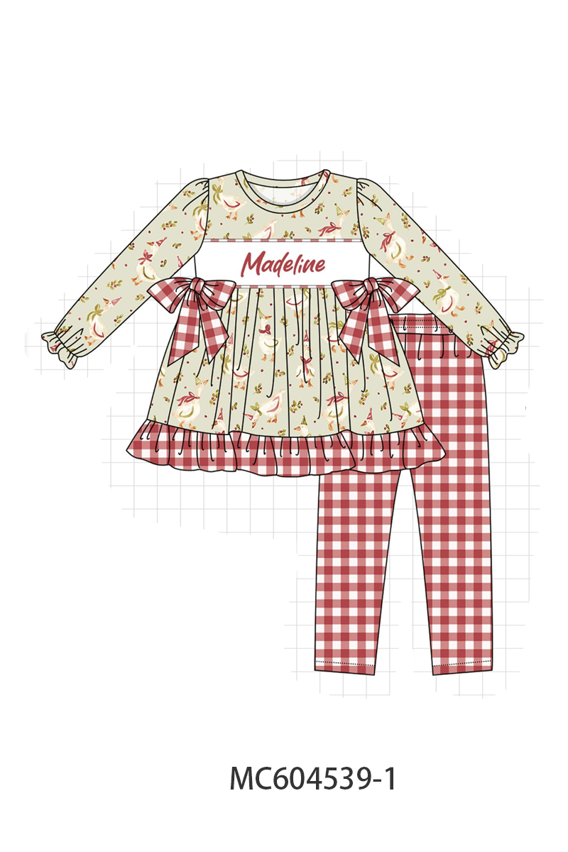 PO88 Green christmas goose monogram embroidery gingham collection - closing 4/27 - eta late September