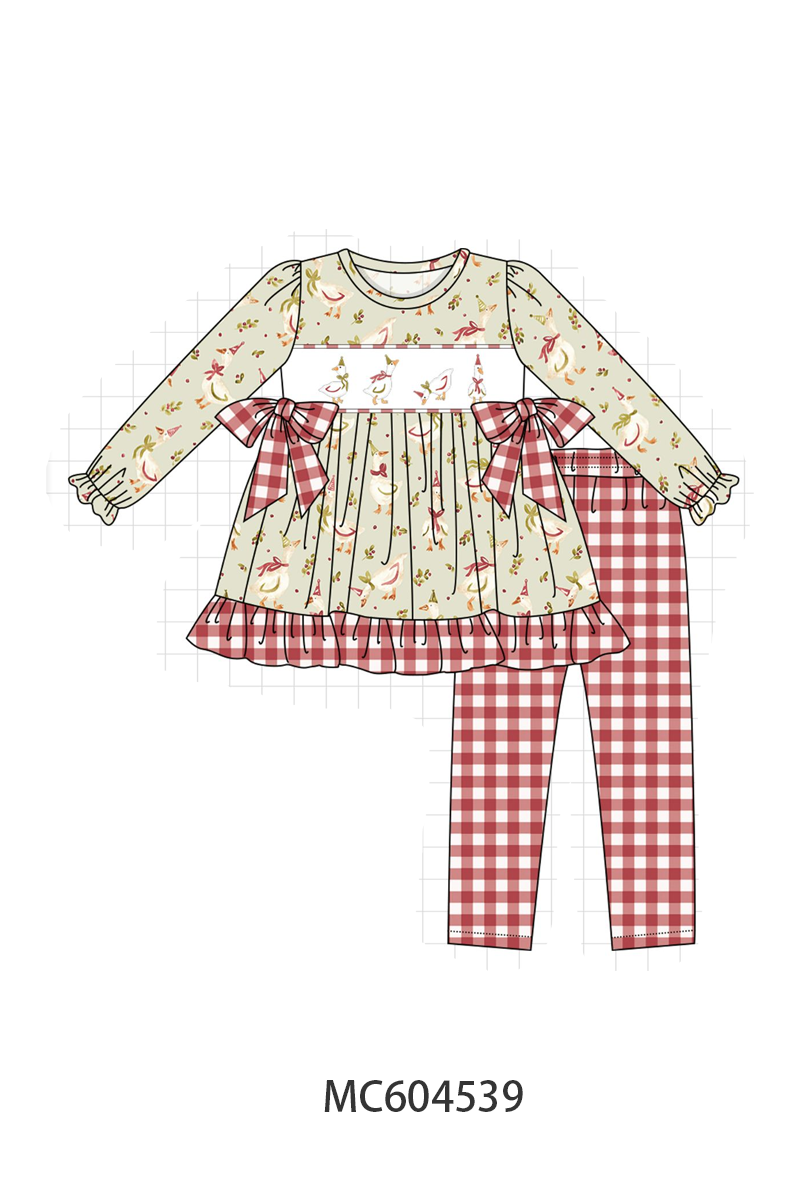 PO88 Green christmas goose embroidery gingham collection - closing 4/27 - eta late September