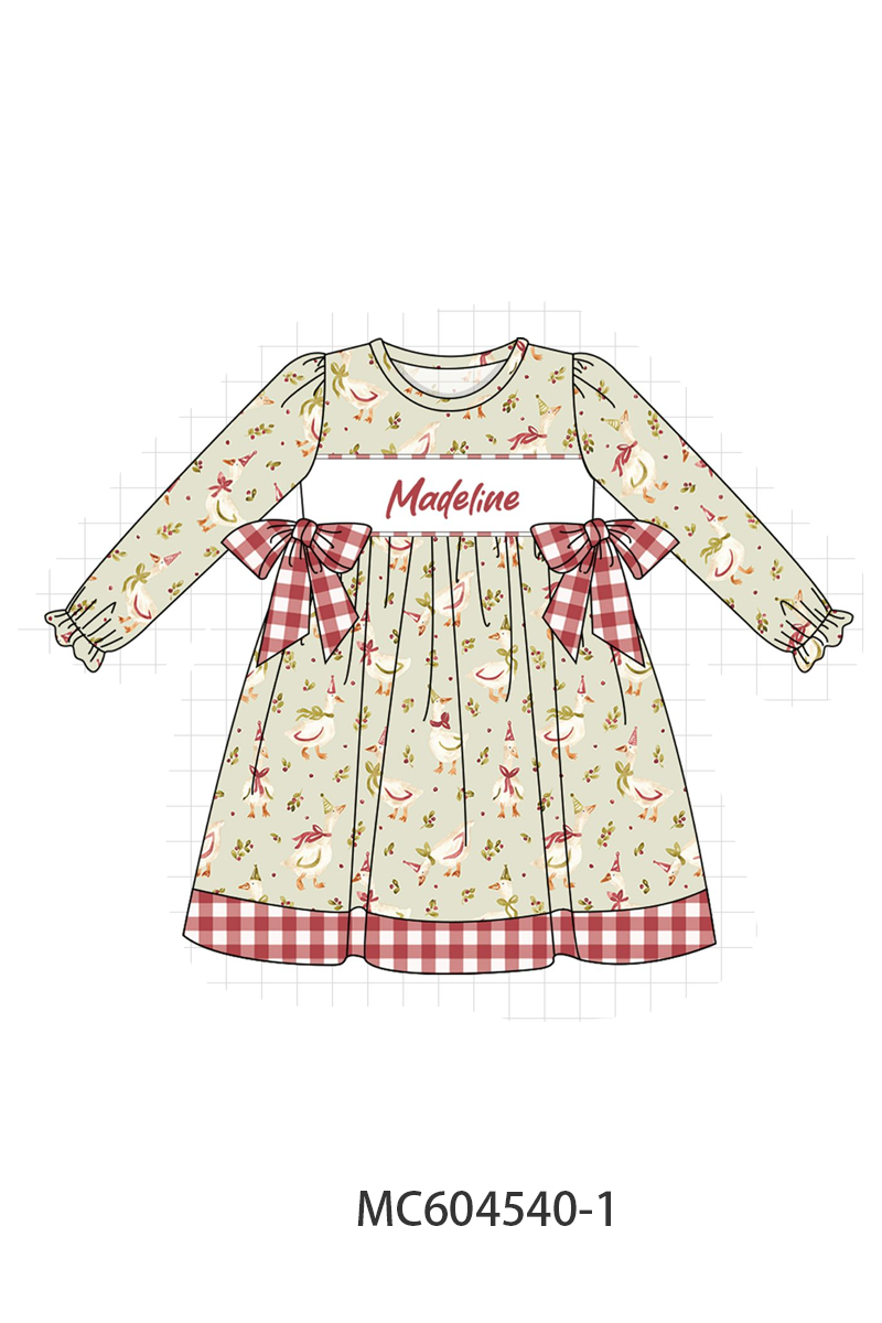 PO88 Green christmas goose monogram embroidery gingham collection - closing 4/27 - eta late September