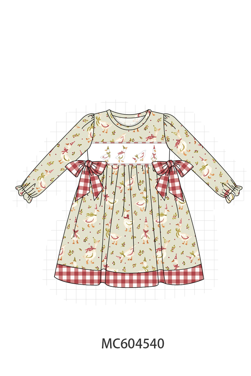 PO88 Green christmas goose embroidery gingham collection - closing 4/27 - eta late September