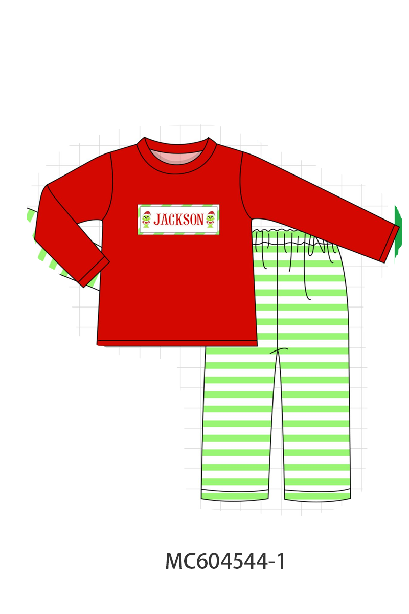 PO88 Green dot grinch monogram embroidery ruffle collection - closing 4/27 - eta late September