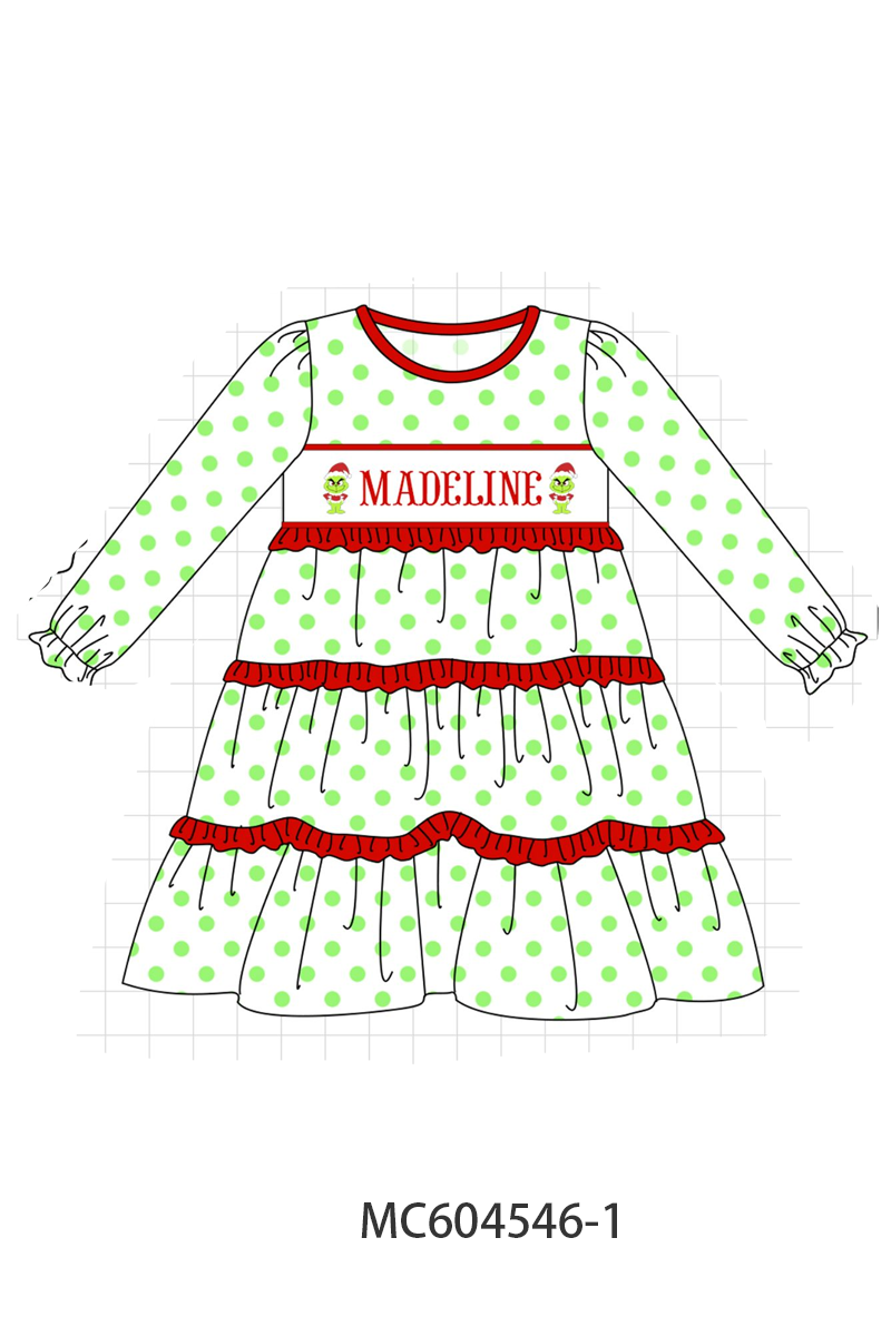 PO88 Green dot grinch monogram embroidery ruffle collection - closing 4/27 - eta late September