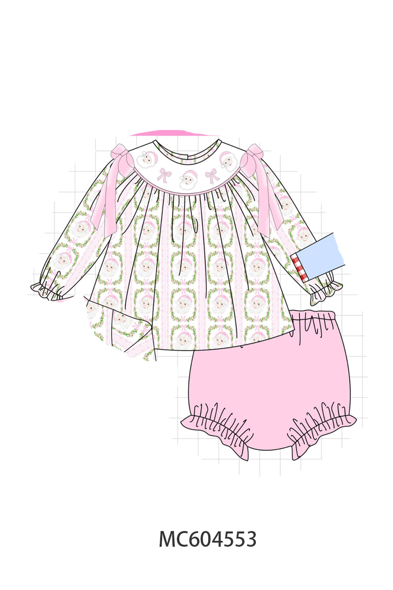 PO88 Pink santa claus bow embroidery collection - closing 4/27 - eta late September