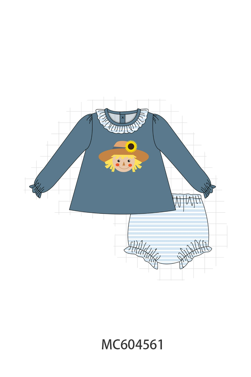 PO88 Navy patchwork scarecrow applique stripe collection - closing 4/27 - eta late September