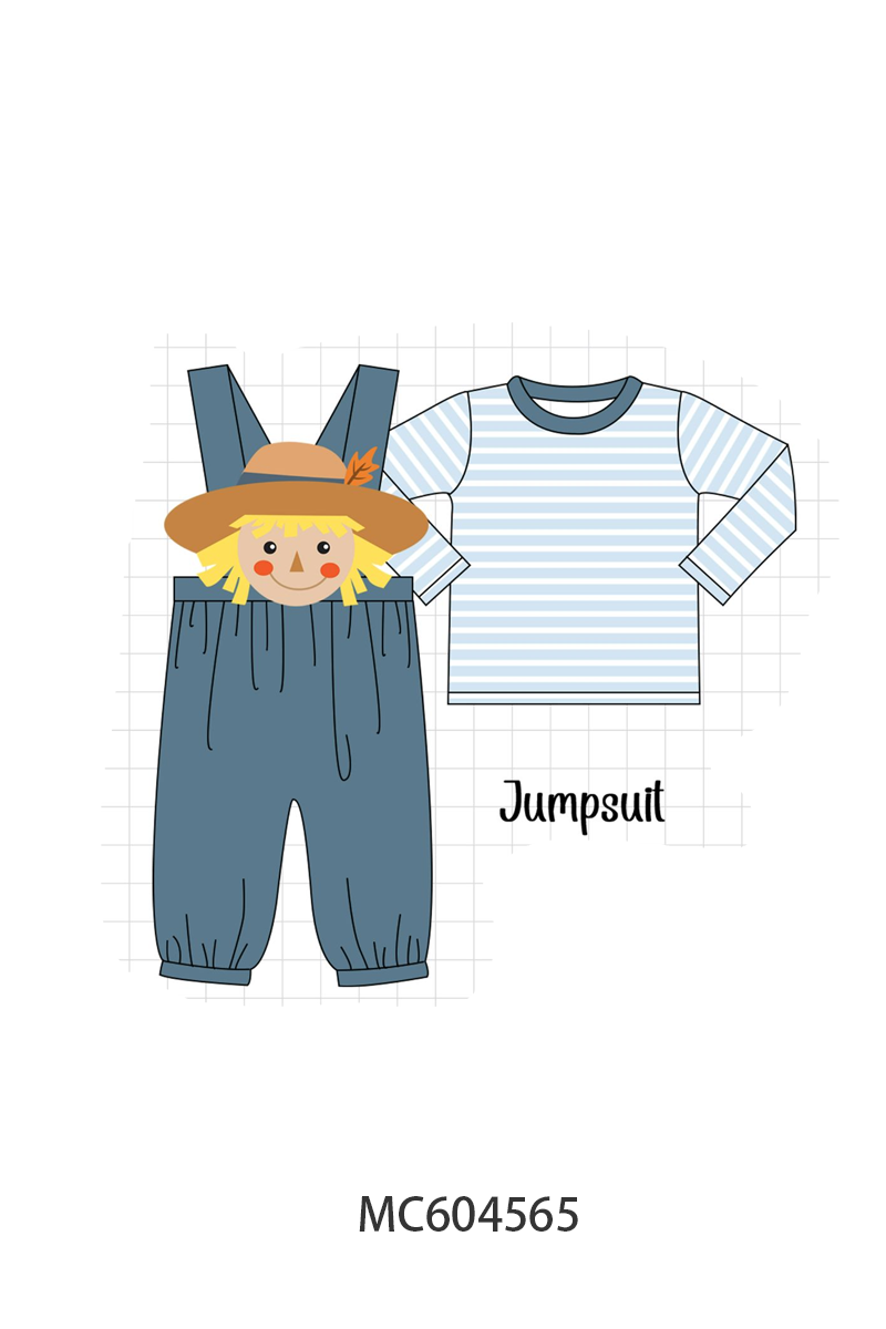 PO88 Navy patchwork scarecrow applique stripe collection - closing 4/27 - eta late September