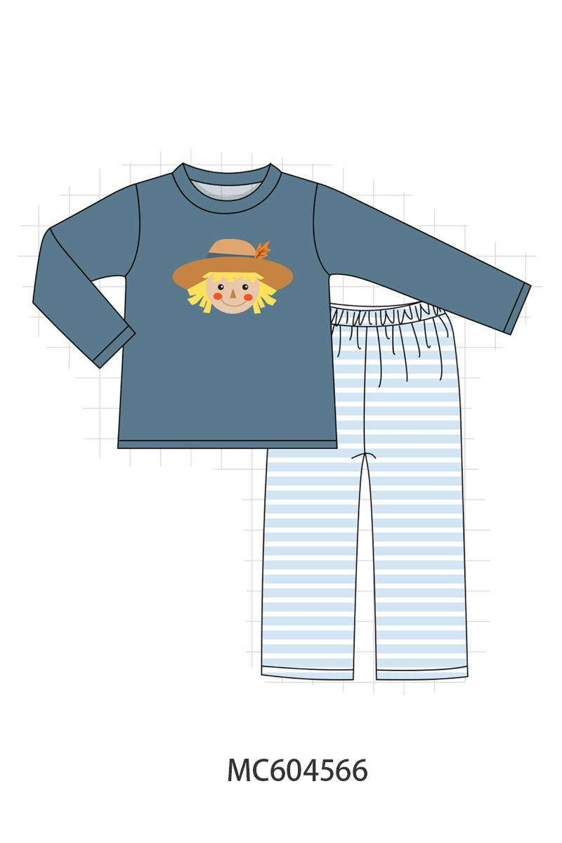 PO88 Navy patchwork scarecrow applique stripe collection - closing 4/27 - eta late September
