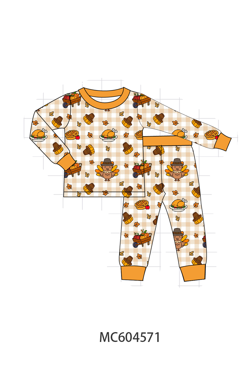 PO88 Mustard thanksgiving turkey bamboo gingham collection - closing 4/27 - eta late September