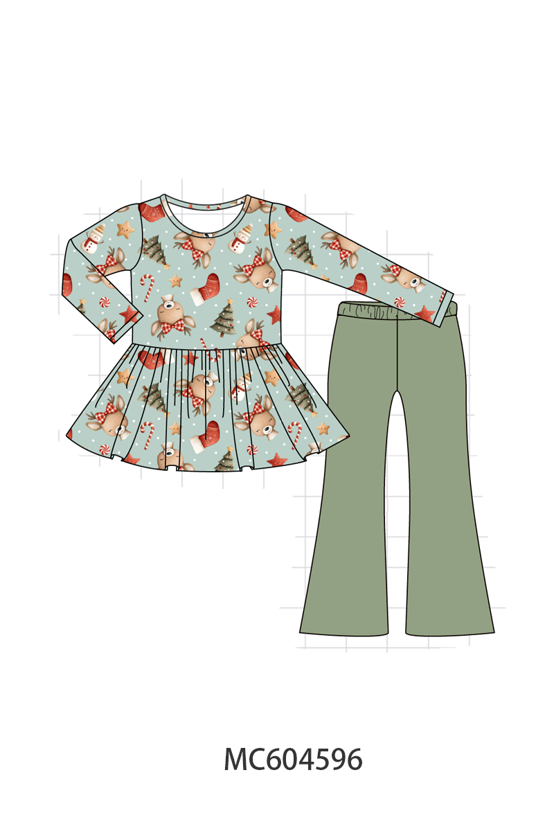 PO88 Green chrismtas tree reindeer bamboo collection - closing 4/27 - eta late September