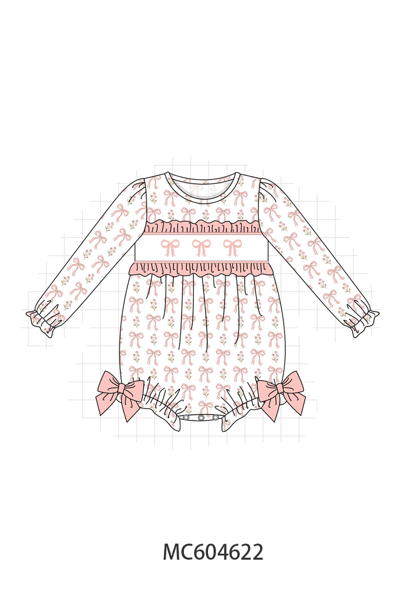 PO88 Pink bow embroidery ruffle collection - closing 4/27 - eta late September