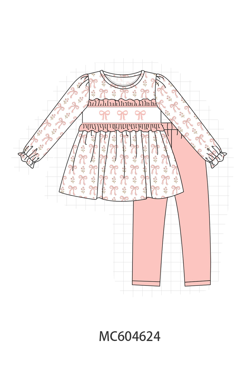 PO88 Pink bow embroidery ruffle collection - closing 4/27 - eta late September
