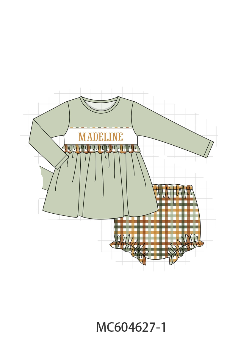 PO88 Sage monogram embroidery plaid collection - closing 4/27 - eta late September