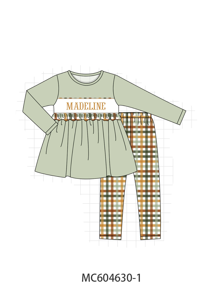 PO88 Sage monogram embroidery plaid collection - closing 4/27 - eta late September