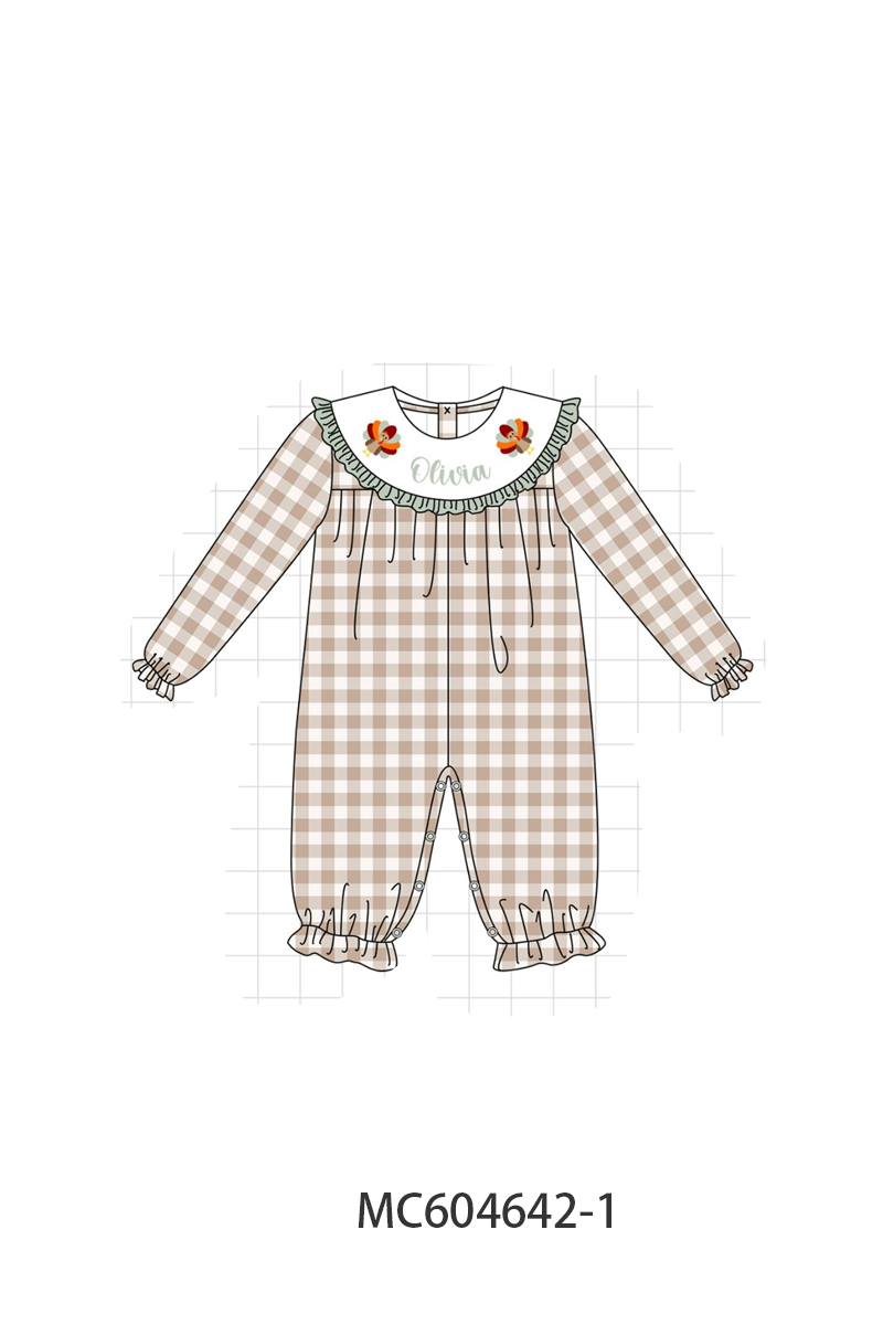 PO88 Sage thanksgiving turkey monogram embroidery gingham collection - closing 4/27 - eta late September