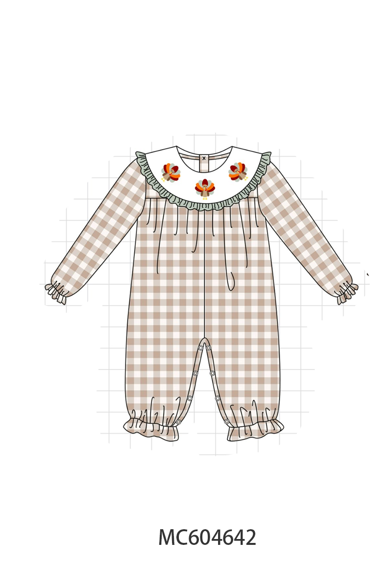 PO88 Sage thanksgiving turkey embroidery gingham collection - closing 4/27 - eta late September
