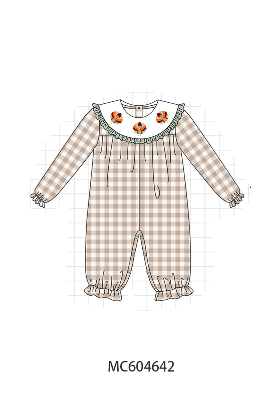 PO88 Sage thanksgiving turkey embroidery gingham collection - closing 4/27 - eta late September