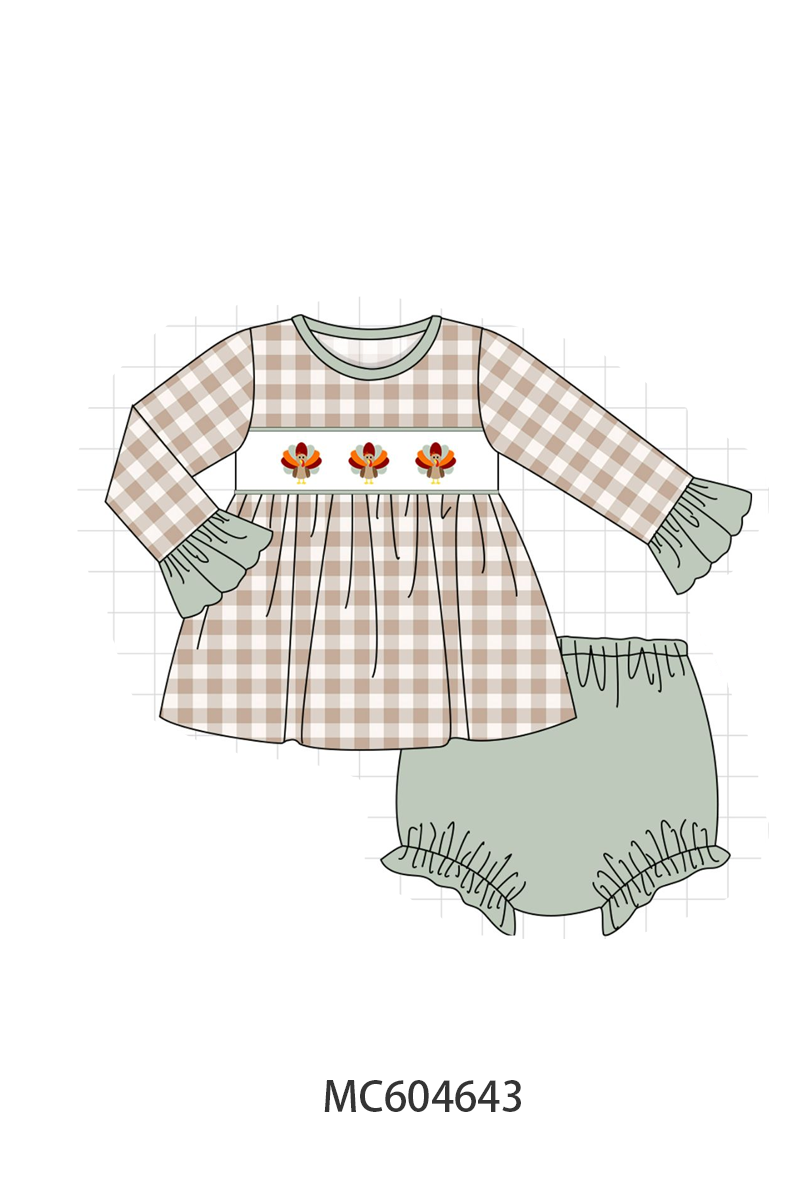PO88 Sage thanksgiving turkey embroidery gingham collection - closing 4/27 - eta late September