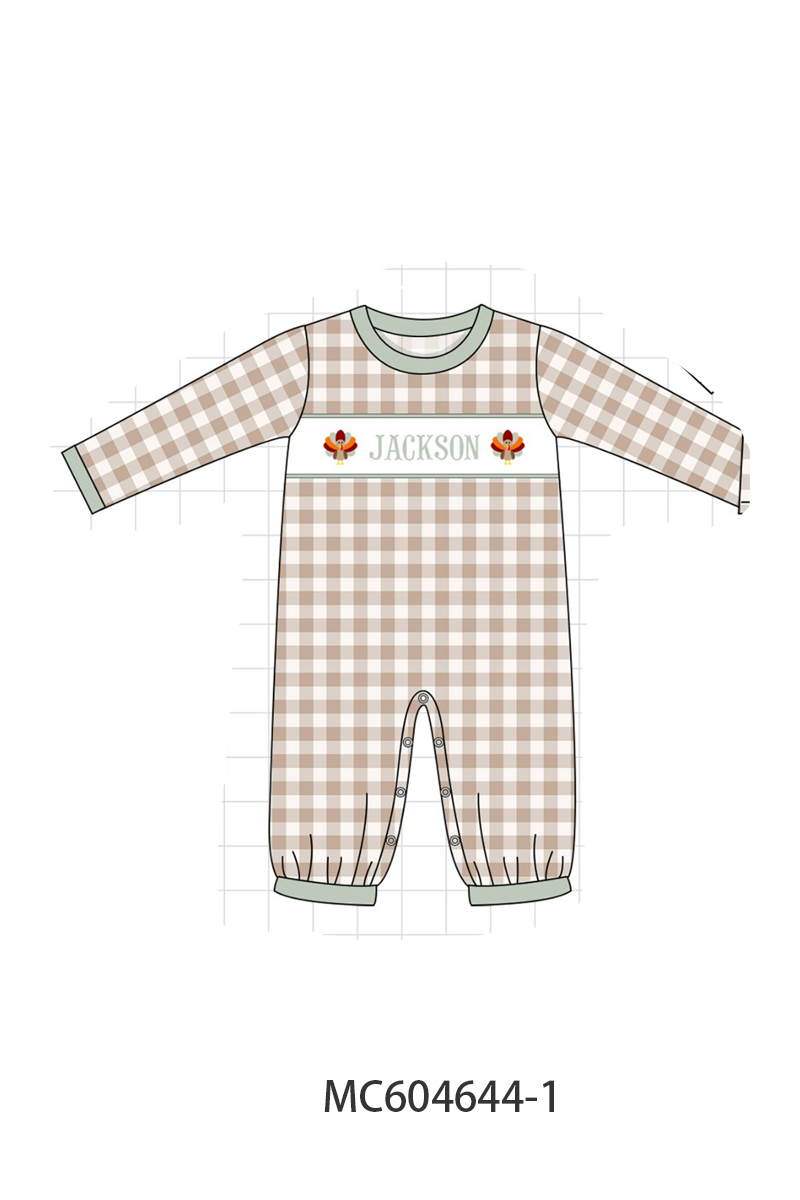 PO88 Sage thanksgiving turkey monogram embroidery gingham collection - closing 4/27 - eta late September