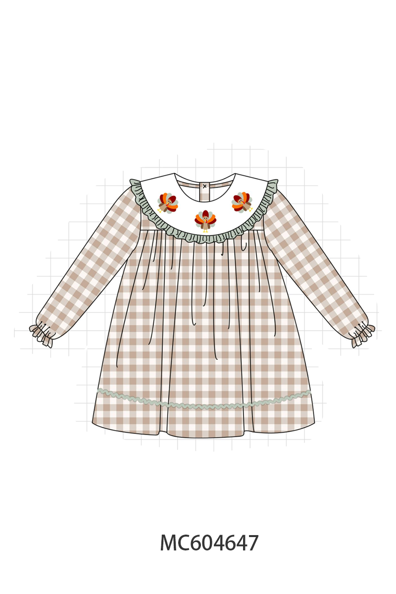 PO88 Sage thanksgiving turkey embroidery gingham collection - closing 4/27 - eta late September