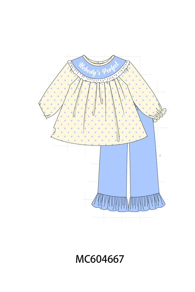 PO88 Blue cream nobody's perfect embroidery collection - closing 4/27 - eta late September