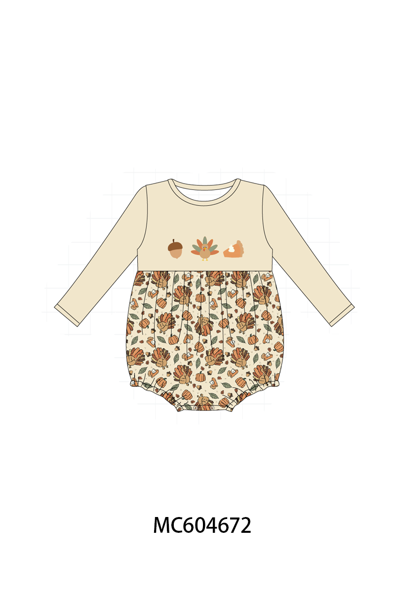 PO88 Green pumpkin turkey embroidery smocked collection - closing 4/27 - eta late September