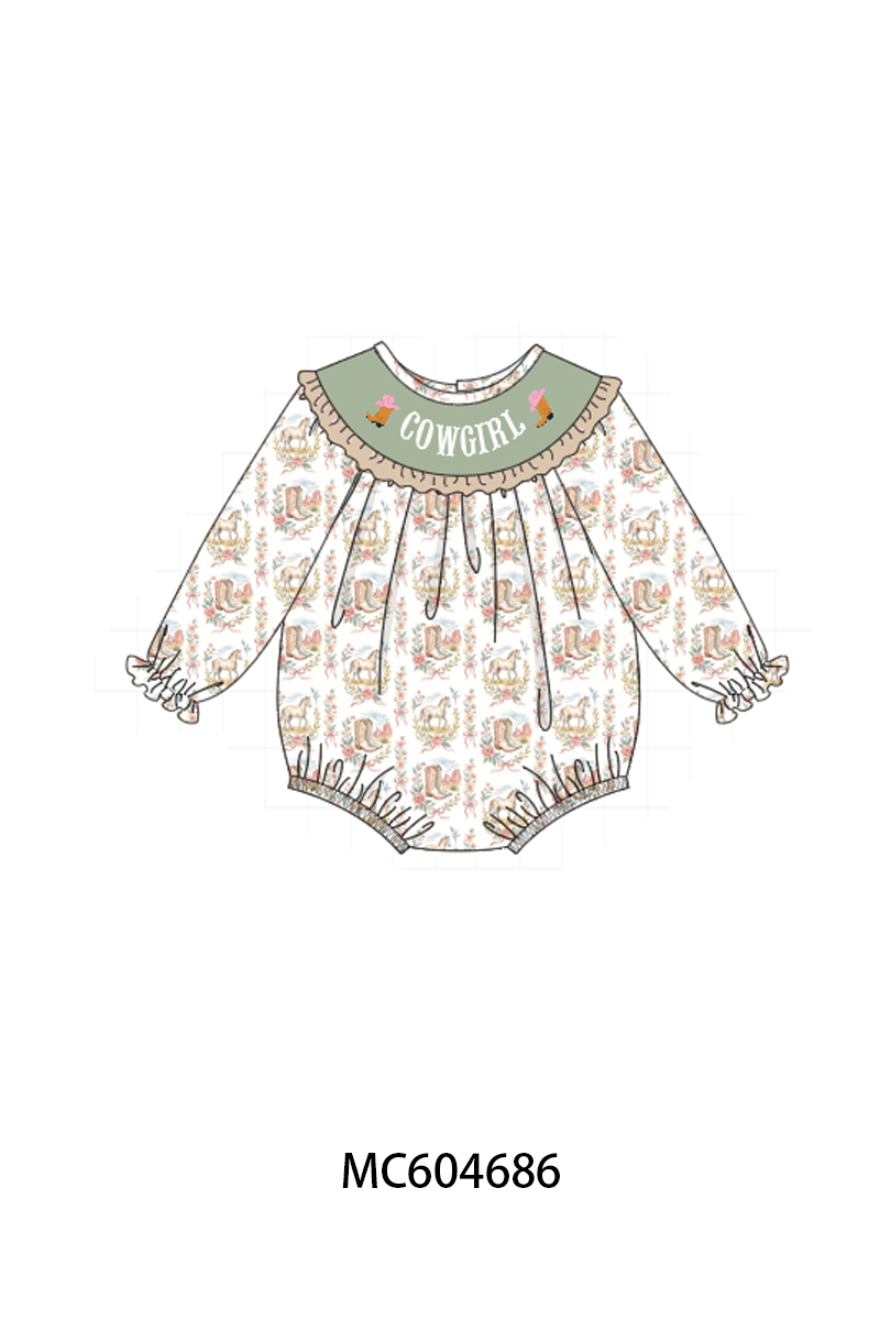 PO88 Green cowgirl embroidery ruffle collection - closing 4/27 - eta late September
