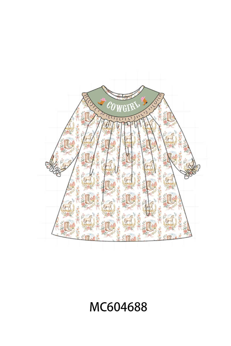 PO88 Green cowgirl embroidery ruffle collection - closing 4/27 - eta late September