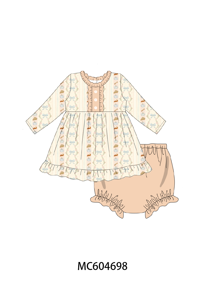 PO88 Pumpkin pie bow embroidery ruffle collection 1 - closing 4/27 - eta late September