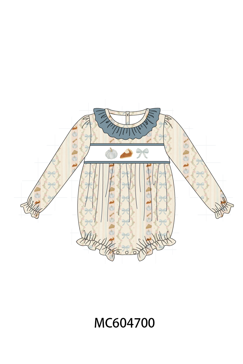 PO88 Pumpkin pie bow embroidery ruffle collection 2 - closing 4/27 - eta late September