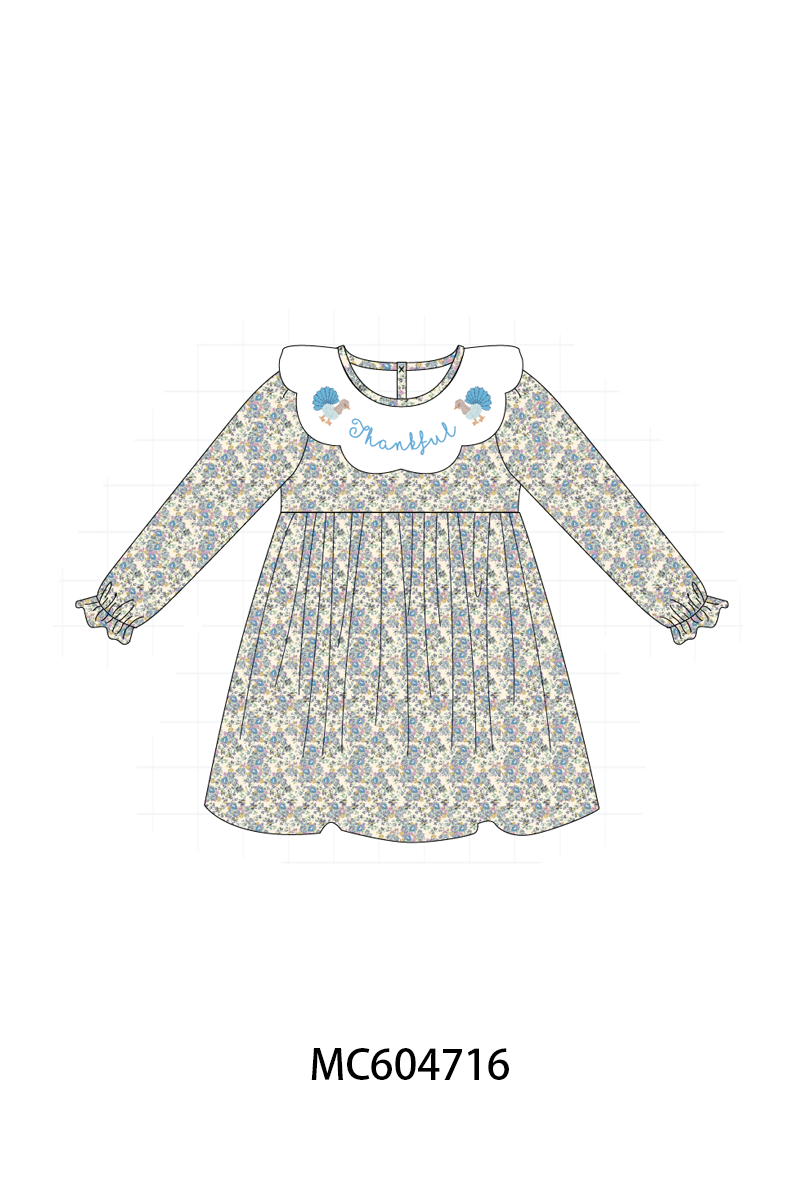 PO88 Blue thankful turkey embroidery floral collection - closing 4/27 - eta late September