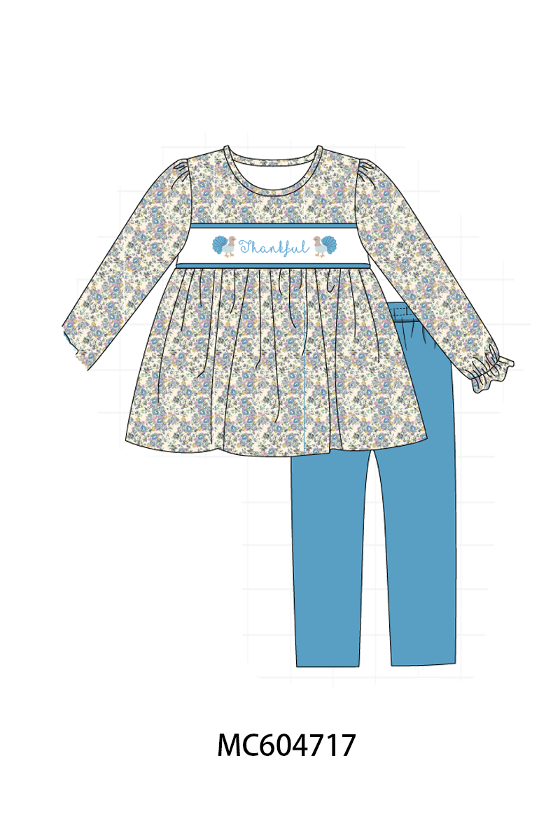 PO88 Blue thankful turkey embroidery floral collection - closing 4/27 - eta late September