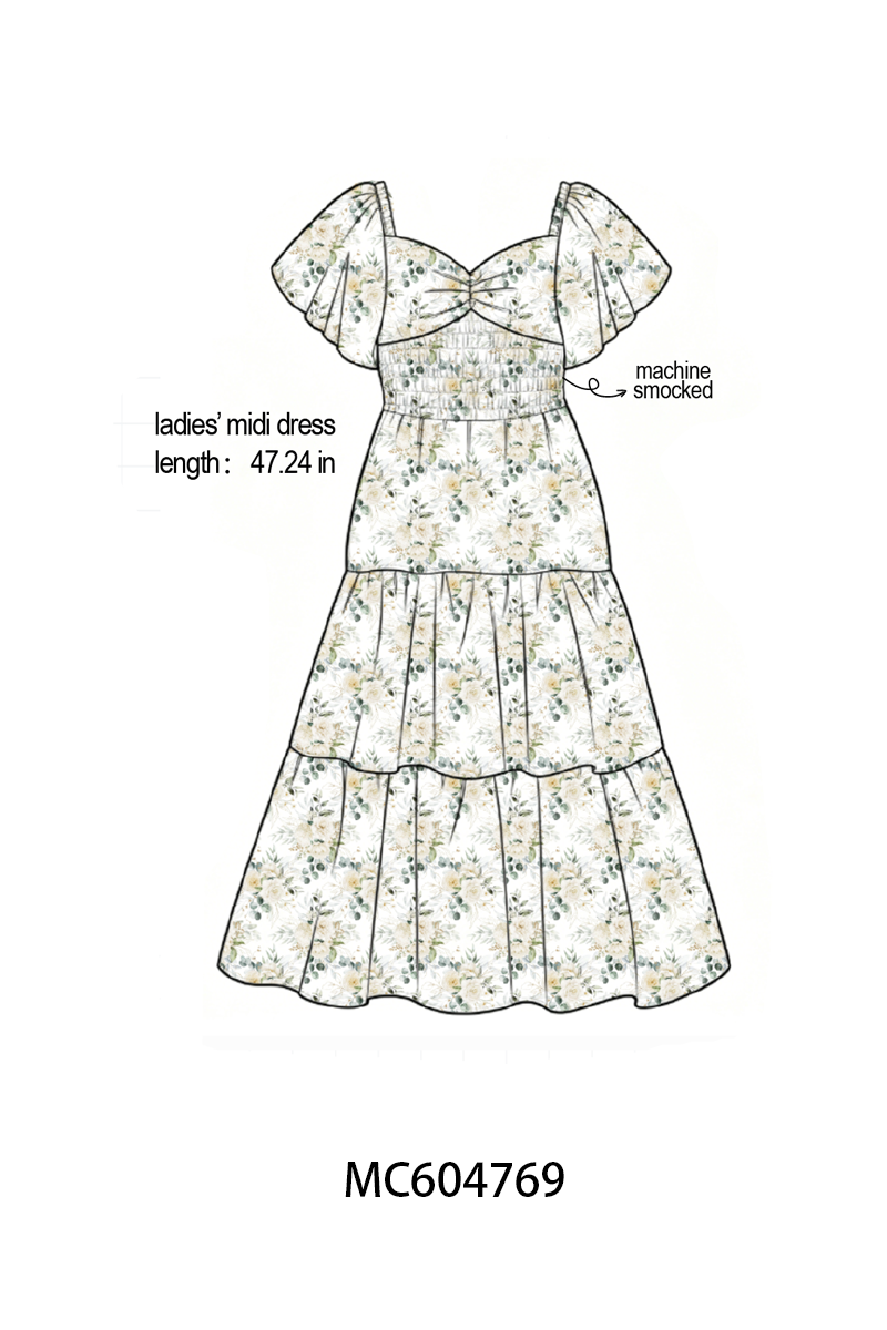 PO88 Sage floral smocked ruffle collection - closing 4/27 - eta late September