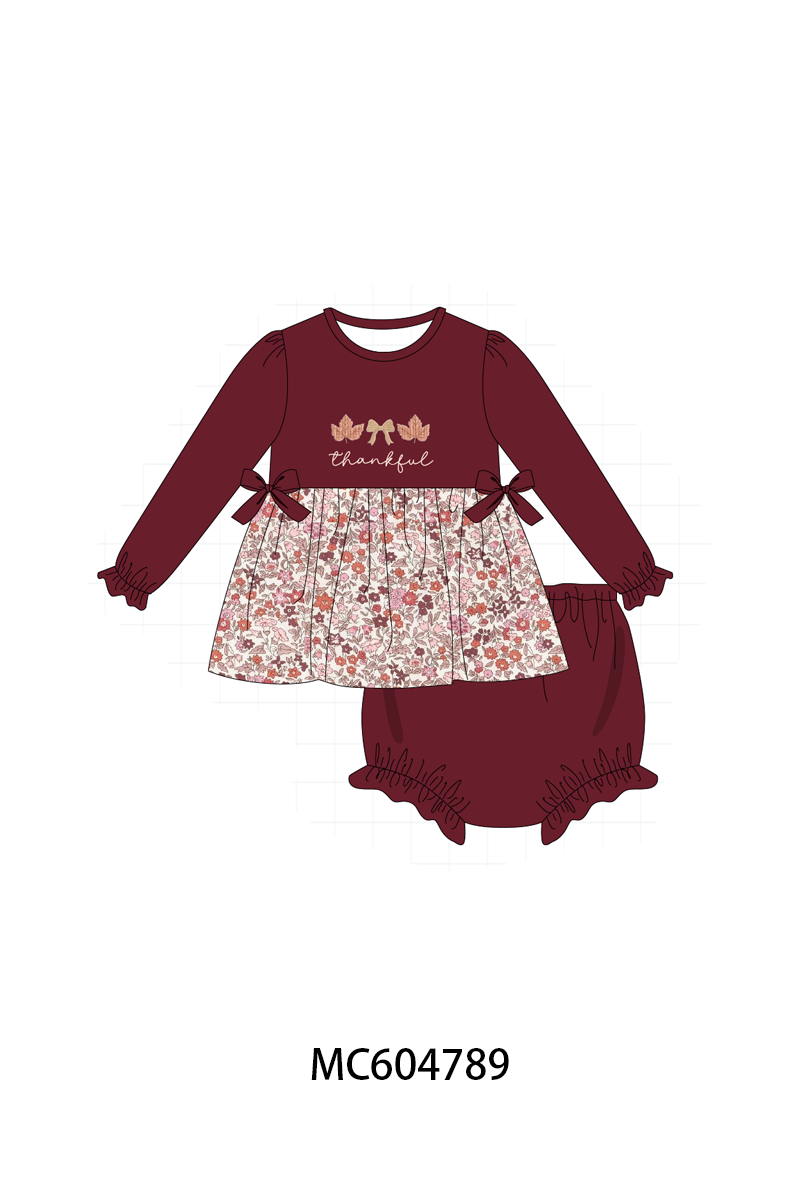 PO88 Maroon thankful embroidery floral collection - closing 4/27 - eta late September