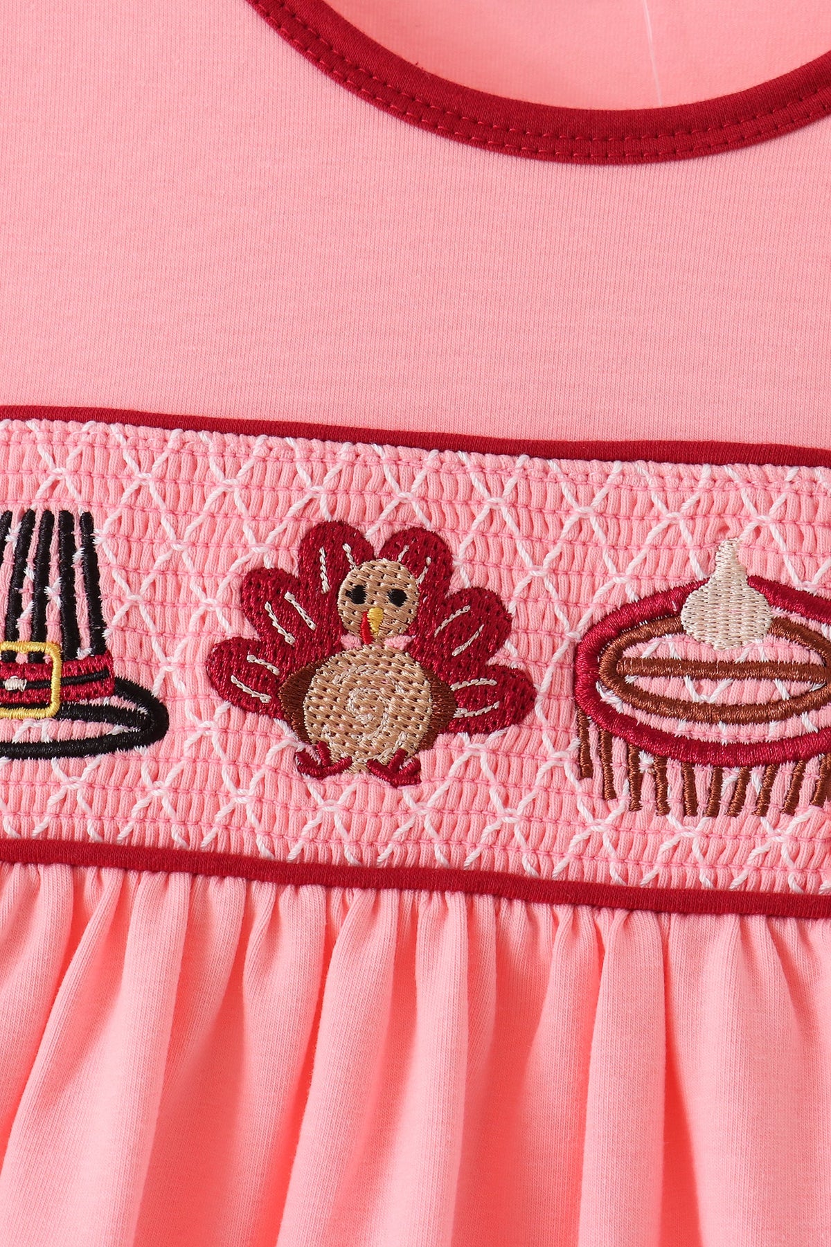 Pink turkey embroidery dress