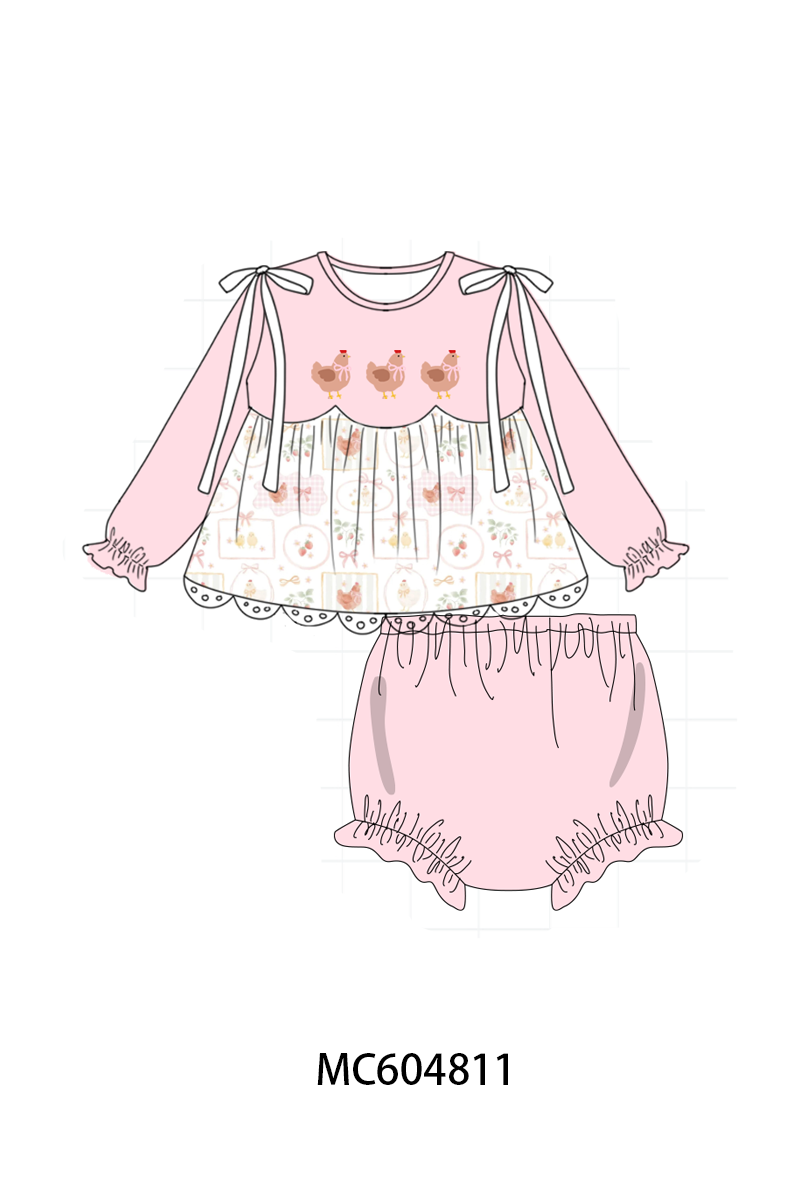 PO88 Pink chicken embroidery collection - closing 4/27 - eta late September