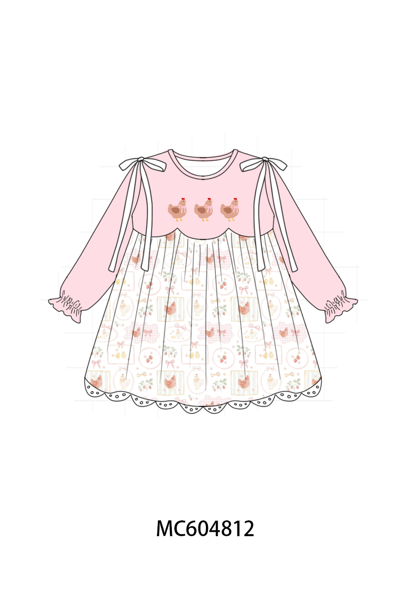 PO88 Pink chicken embroidery collection - closing 4/27 - eta late September