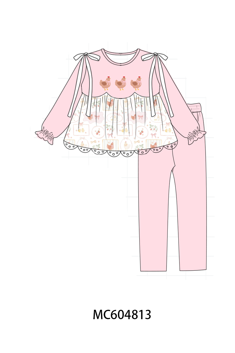PO88 Pink chicken embroidery collection - closing 4/27 - eta late September
