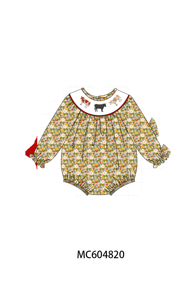 PO90 Red cow embroidery floral collection - closing 5/11 - ETA early October