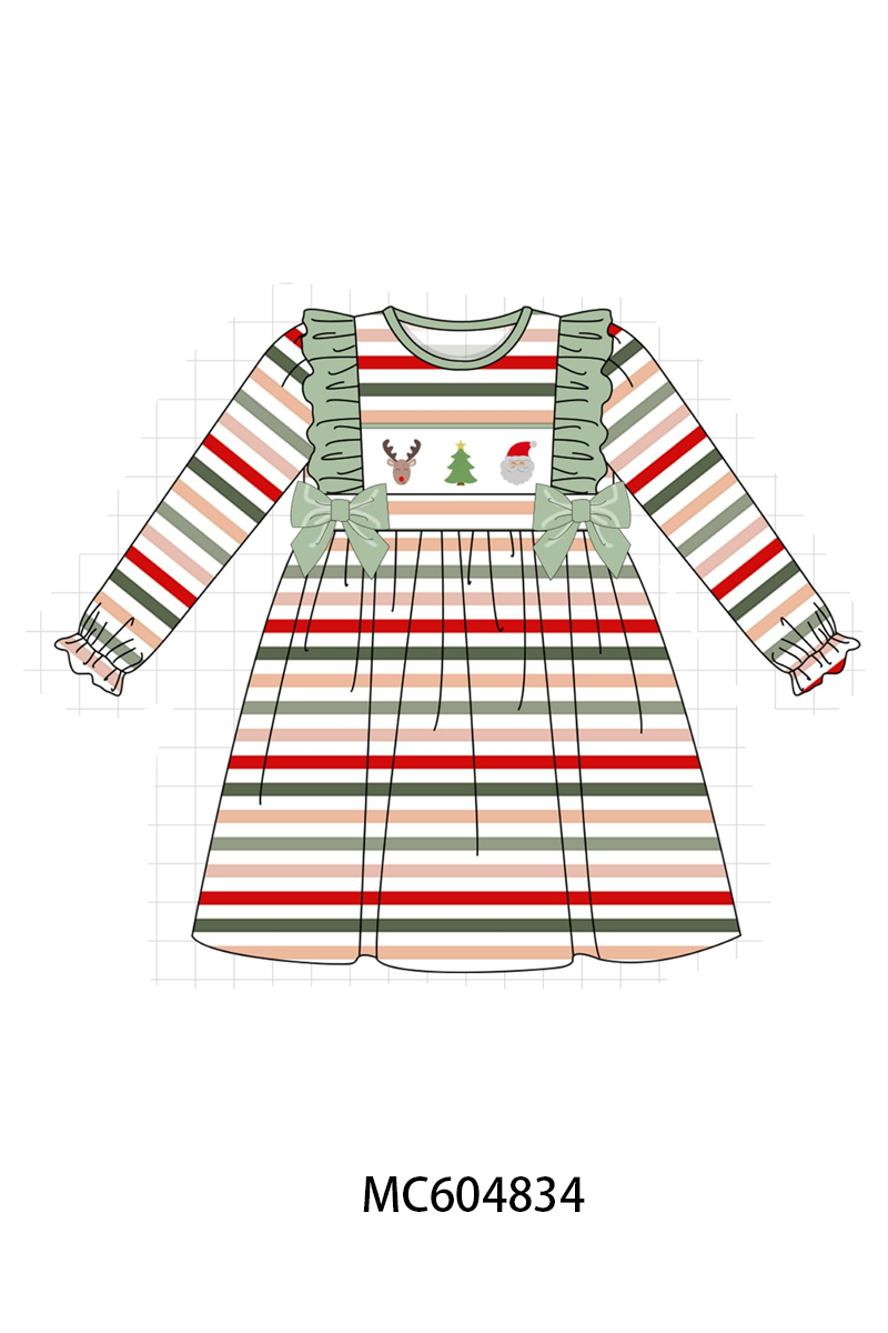 PO90 Green christmas reinder tree santa embroidery stripe collection - closing 5/11 - ETA early October