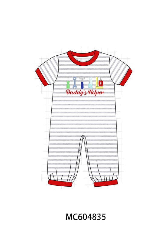 PO90 Red tools daddy's helper embroidery stripe collection - closing 5/11 - ETA early October