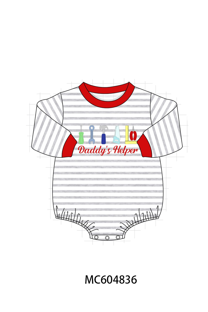 PO90 Red tools daddy's helper embroidery stripe collection - closing 5/11 - ETA early October
