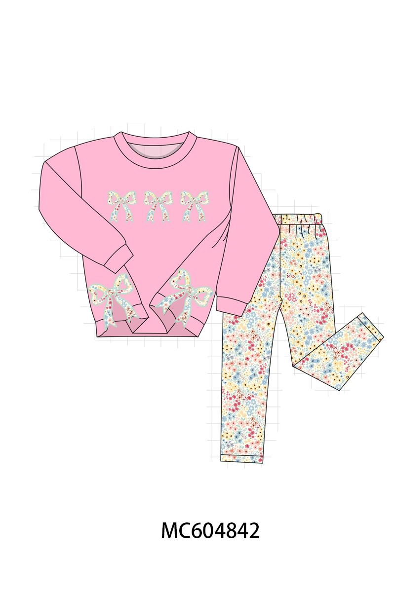 PO90 Bow floral applique sweatshirt pants set collection - closing 5/11 - ETA early October
