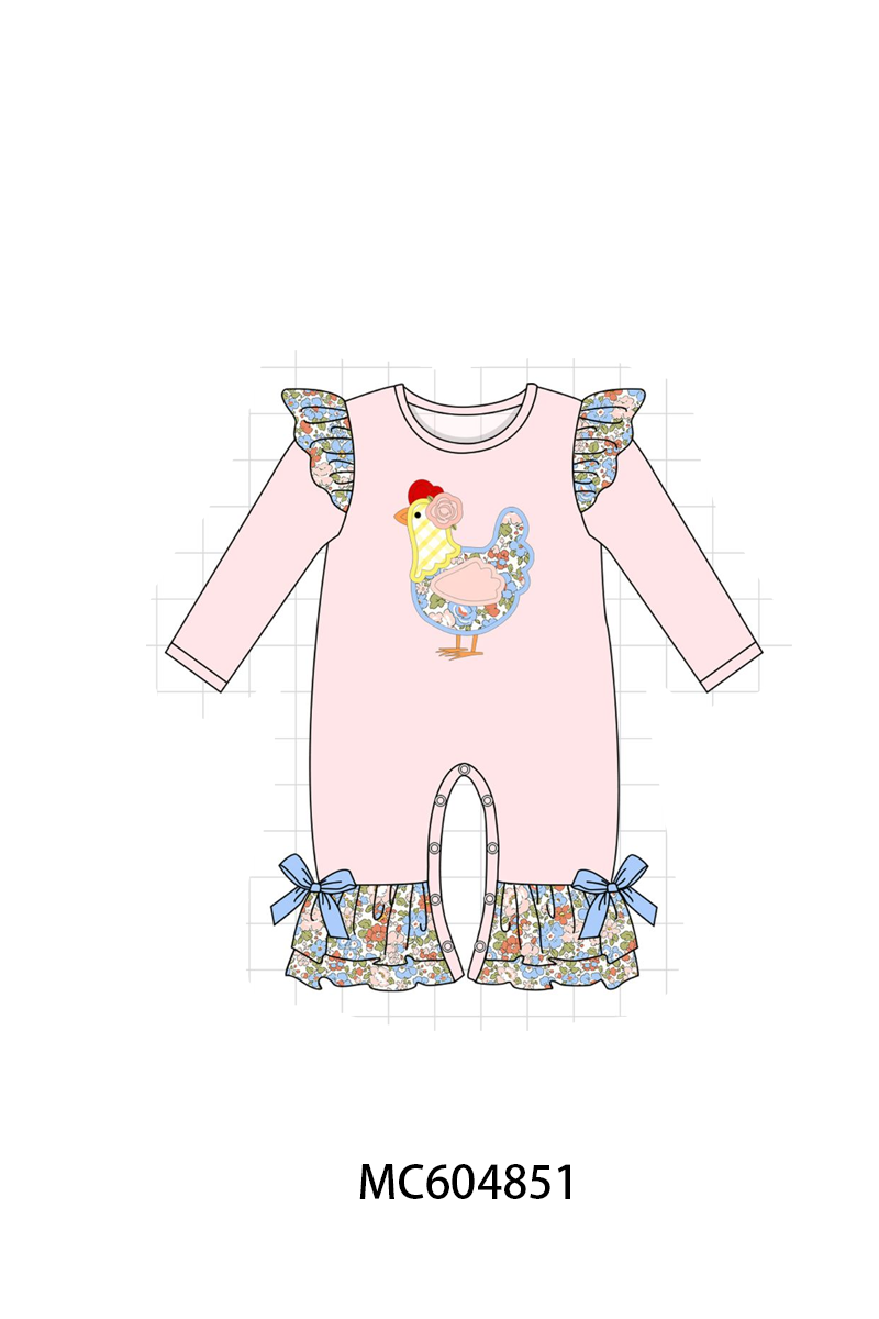 PO90 Pink&green chicken floral applique collection - closing 5/11 - ETA early October
